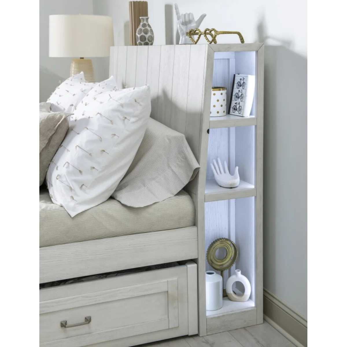 Complete Bookcase Bed Full Youth Beds Bleached Linen 11