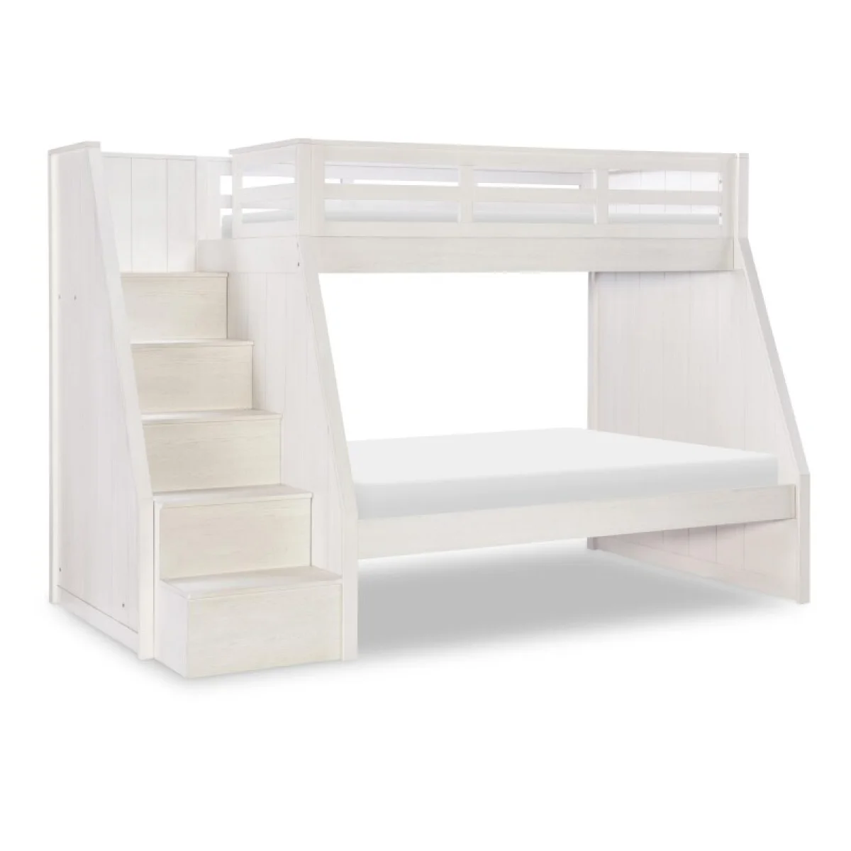 Complete Twin Over Full Bunk Bed Youth Beds Bleached Linen 4