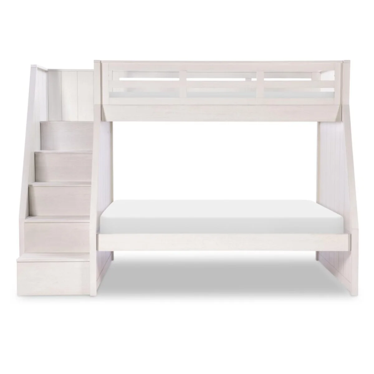 Complete Twin Over Full Bunk Bed Youth Beds Bleached Linen 6