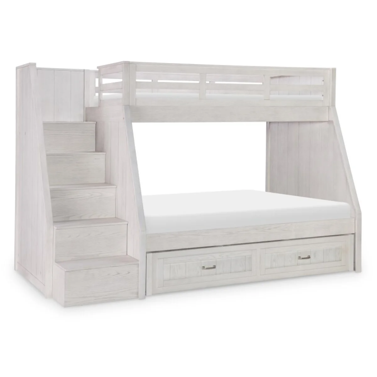 Complete Twin Over Full Bunk Bed Youth Beds Bleached Linen 4