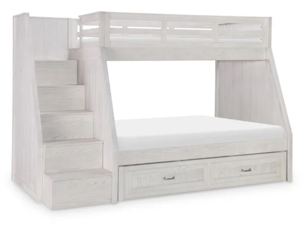 Complete Twin Over Full Bunk Bed Youth Beds Bleached Linen