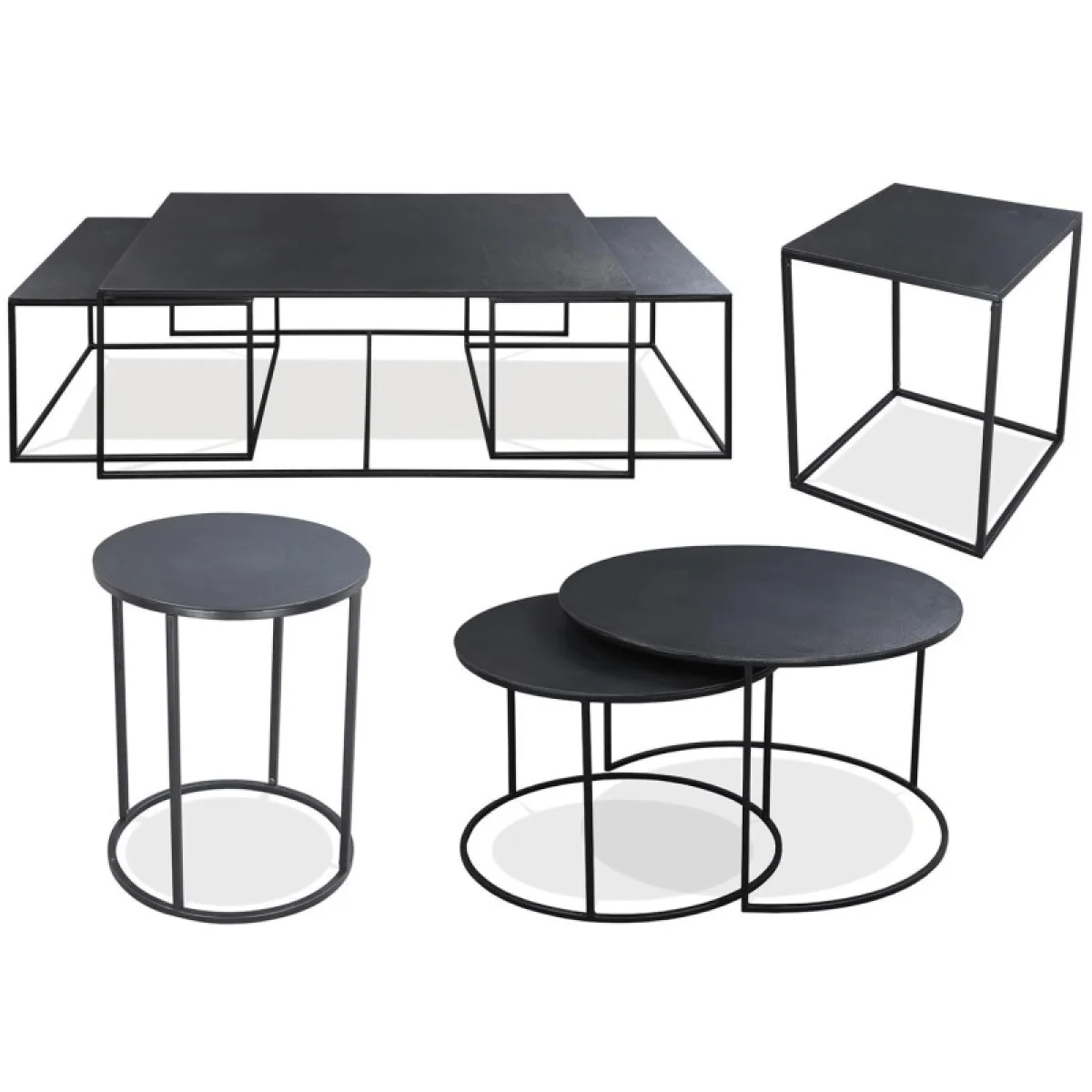 Round Nesting Cocktail Cocktail & Coffee Tables Antique Charcoal 4