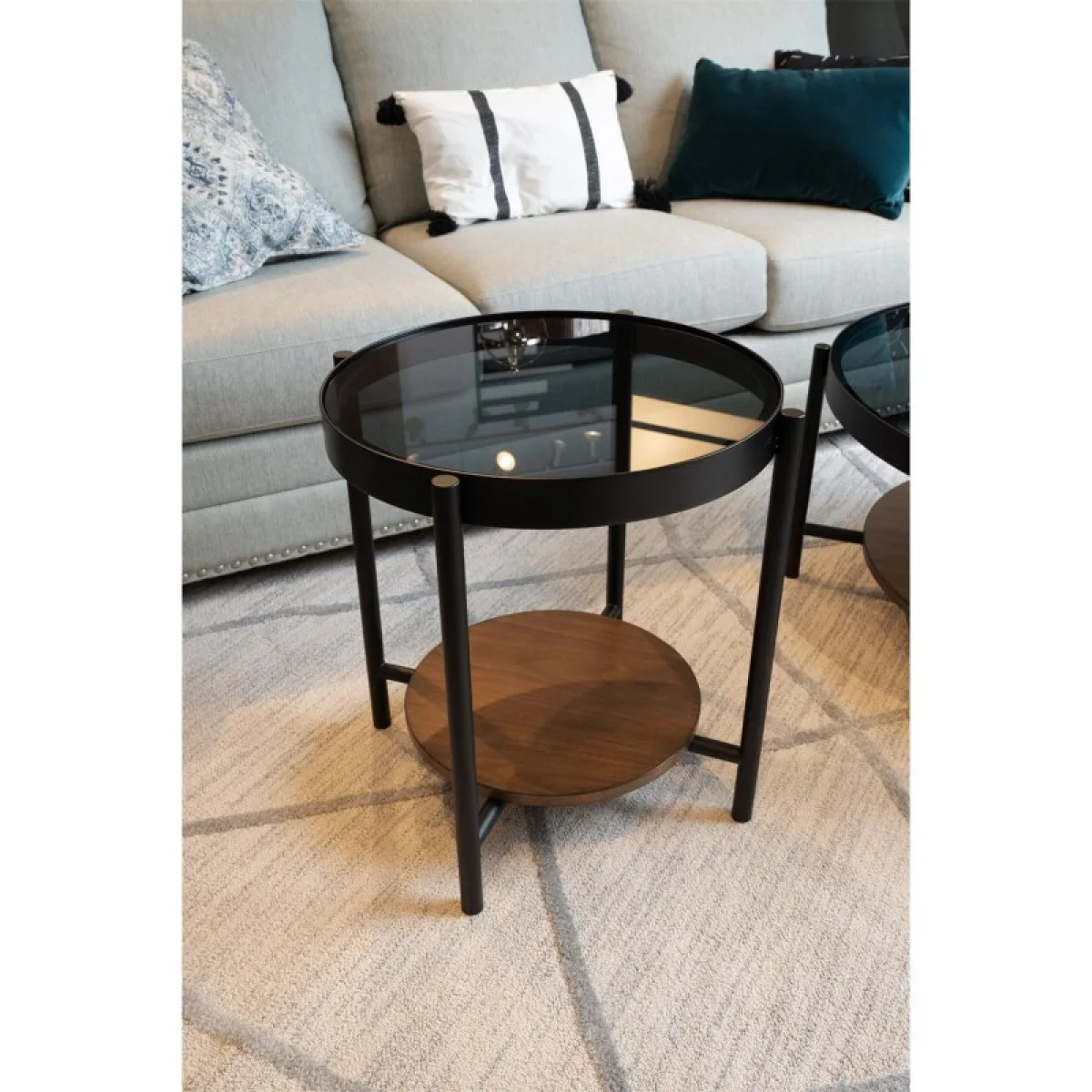 Round End Table End tables black 9