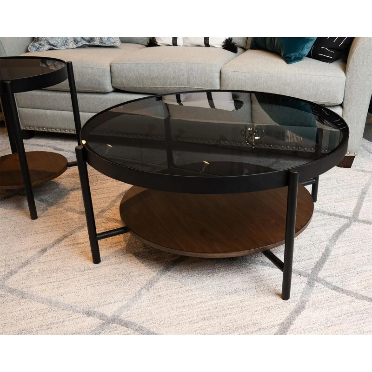 Round End Table End tables black 10