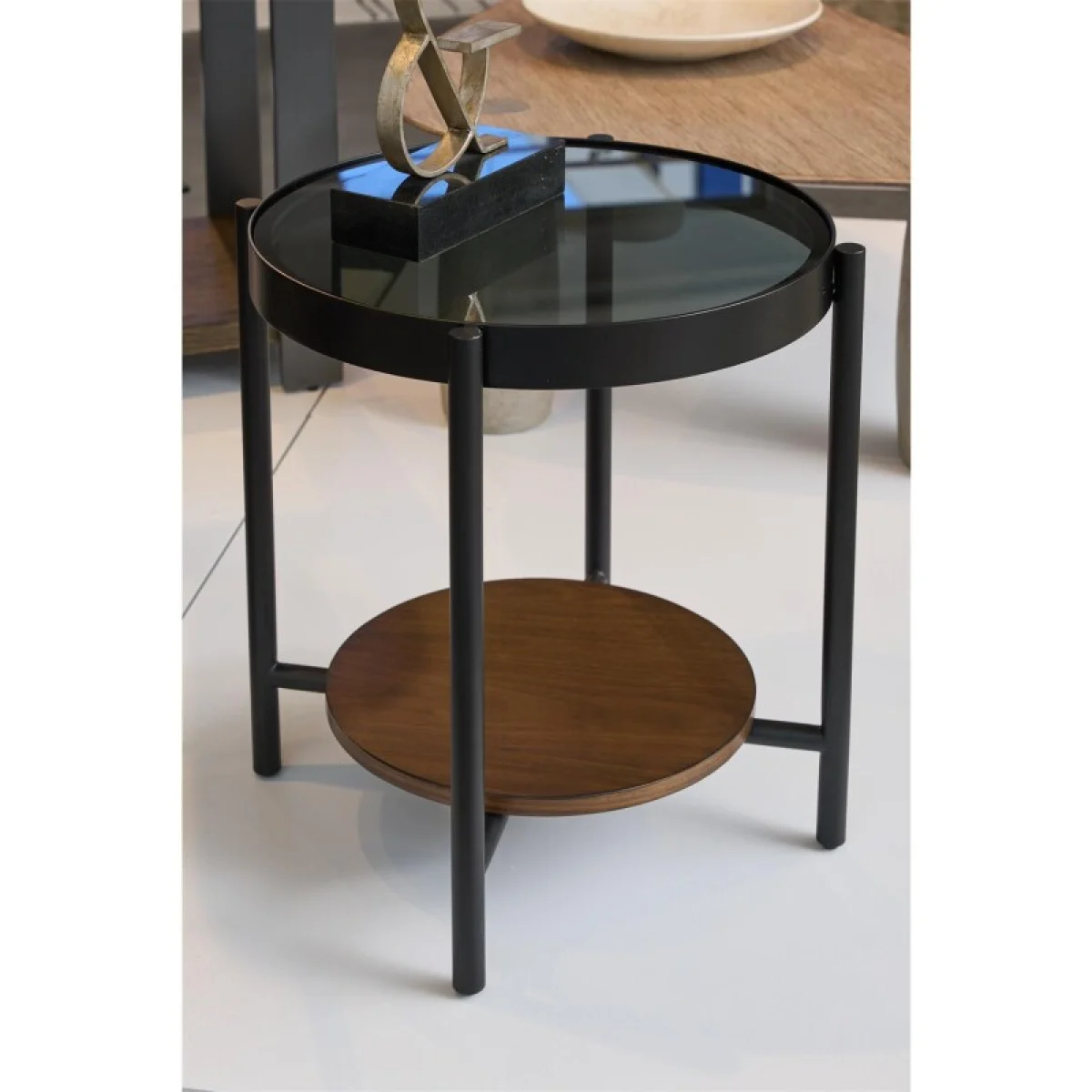 Round End Table End tables black 13