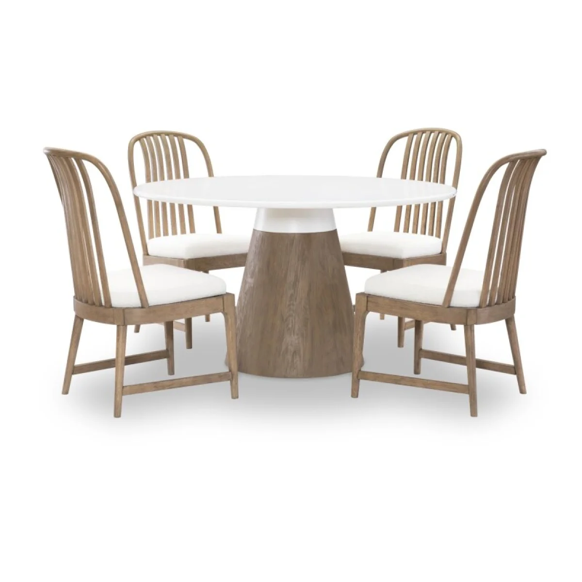 Complete Round Dining Table Dining Tables Cloud White And Desert Oak 8