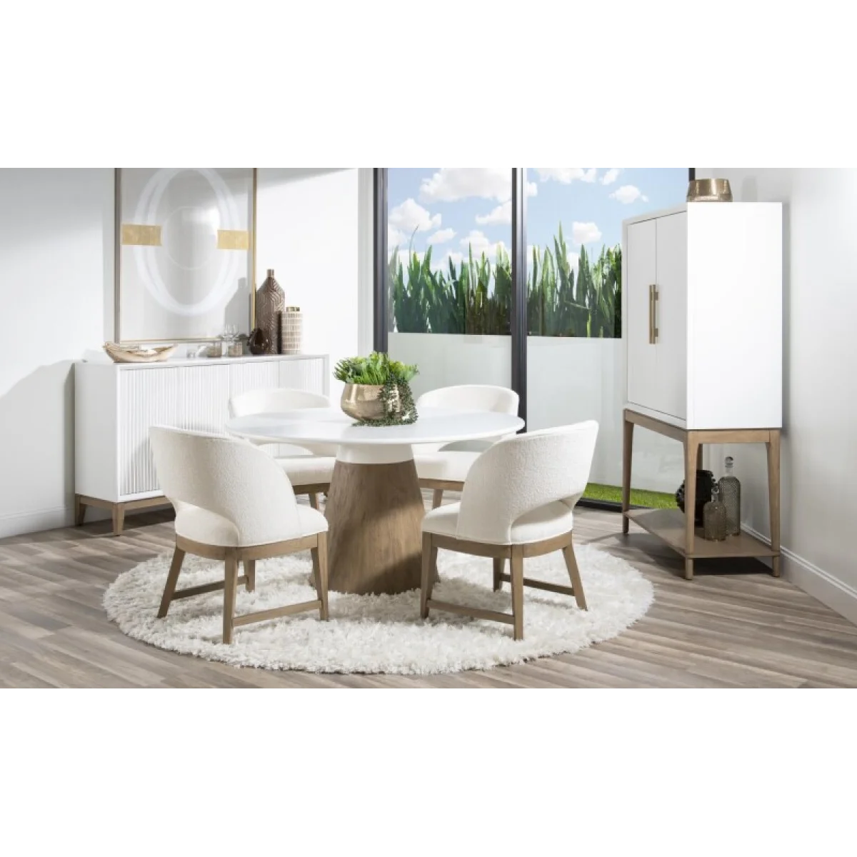 Complete Round Dining Table Dining Tables Cloud White And Desert Oak 9