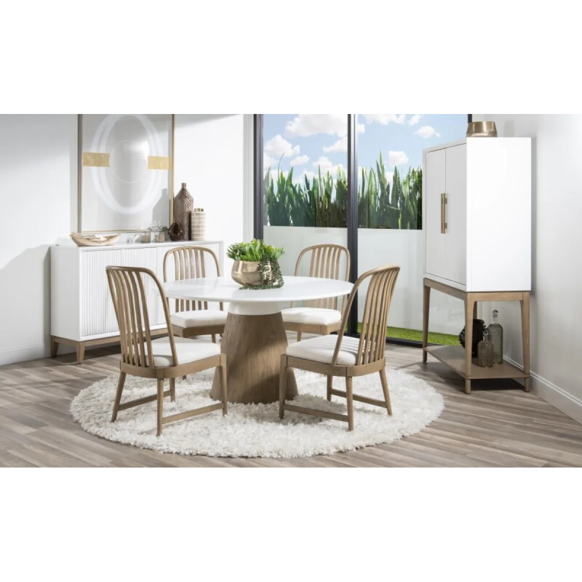 Complete Round Dining Table Dining Tables Cloud White And Desert Oak 10