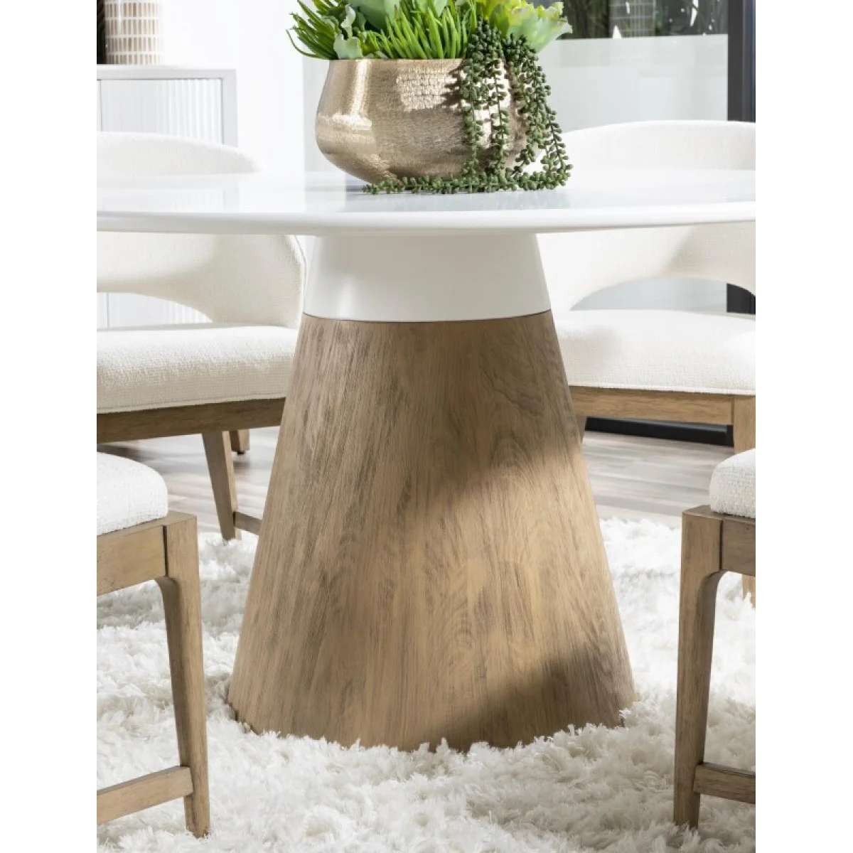 Complete Round Dining Table Dining Tables Cloud White And Desert Oak 12