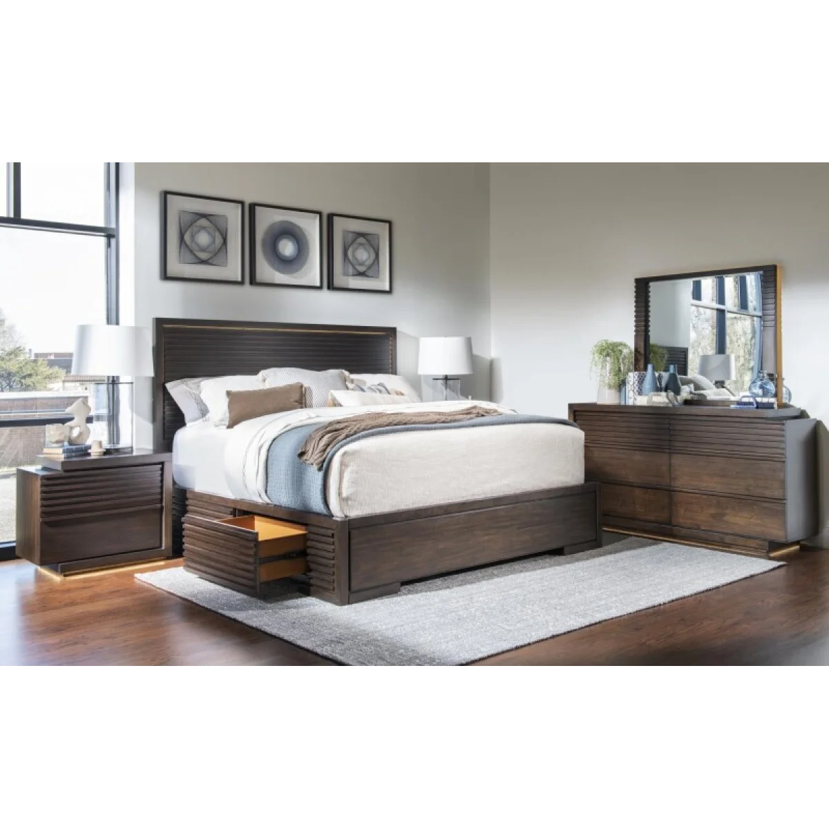 Complete Panel Bed W. 2 Side Storage Queen 5/0 Beds Beds 8