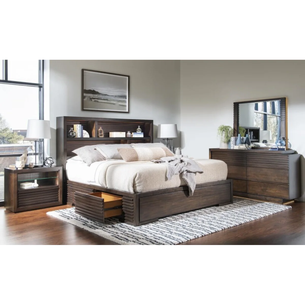 Complete Bookcase Bed W. 1 Side Storage King 6/6 Beds Beds 8