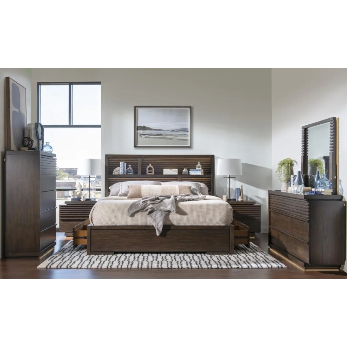 Complete Bookcase Bed W. 2 Side Storage Queen 5/0 Beds Beds 8