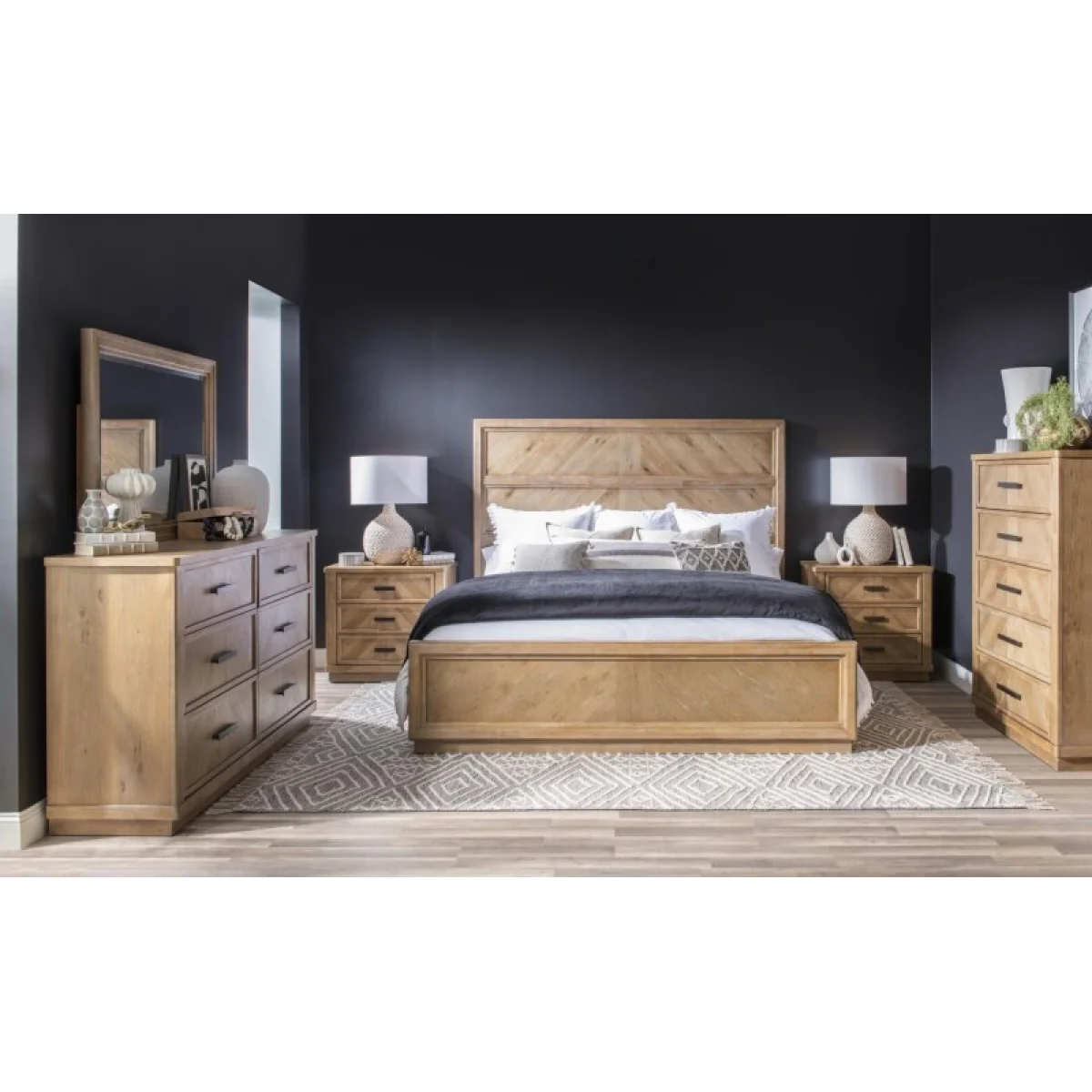 Complete Queen Panel Bed 5/0 Beds Aged Driftwood 8