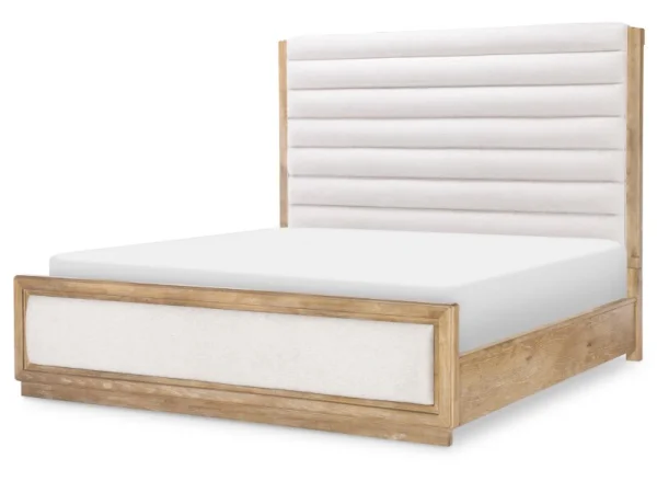 Complete King Channeled Uphostered Panel Bed 6/6 Beds Aged Driftwood