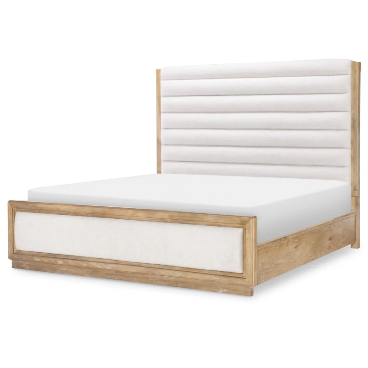 Complete Cal King Channeled Uphostered Panel Bed 6/0 Beds Aged Driftwood 4
