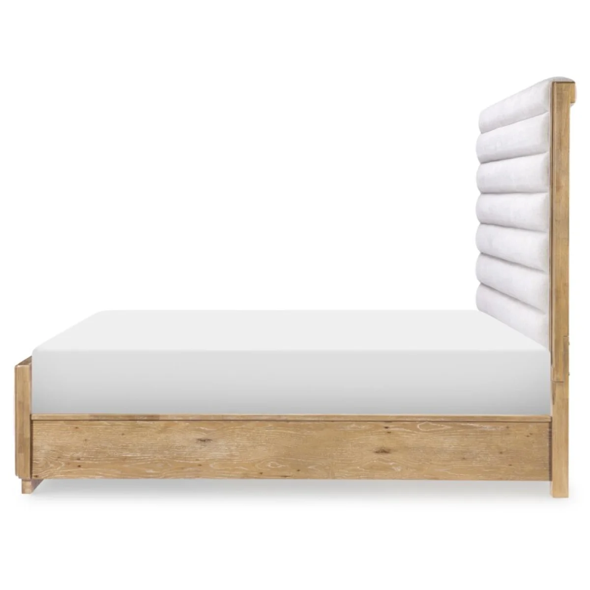 Complete Cal King Channeled Uphostered Panel Bed 6/0 Beds Aged Driftwood 7