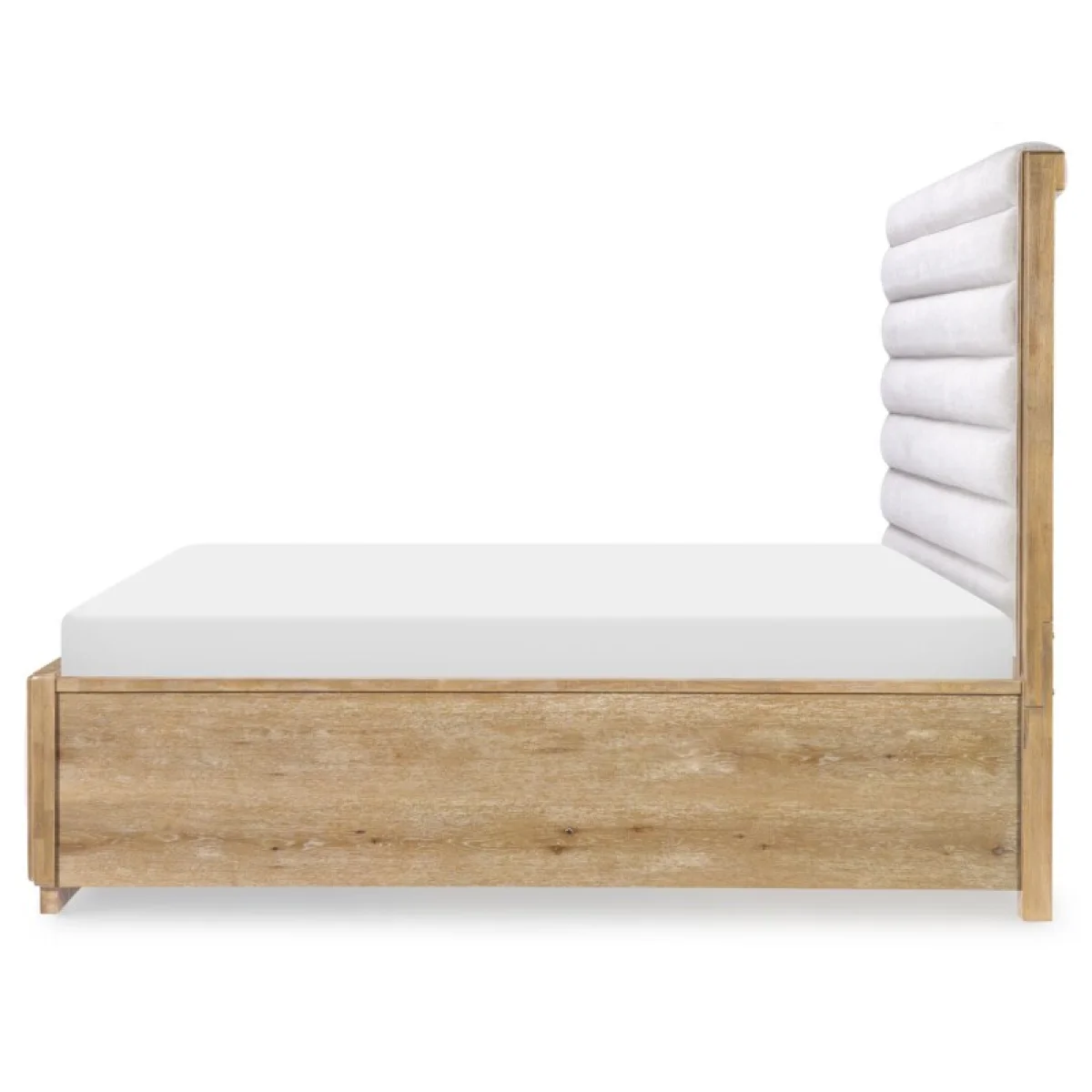 Complete Queen Channeled Uphostered Storage Bed 5/0 Beds Aged Driftwood 7