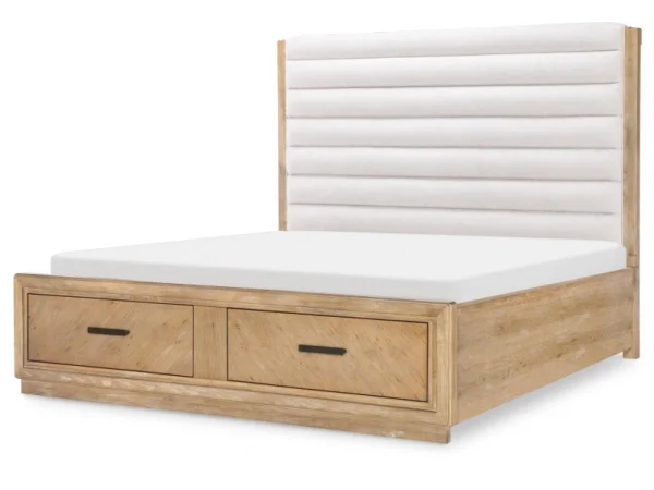 Complete King Channeled Upholstered Storage Bed 6/6 Beds Aged Driftwood