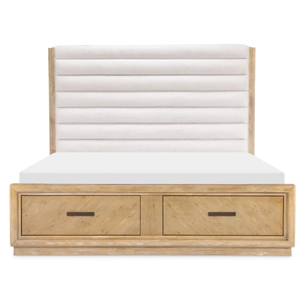 Complete King Channeled Upholstered Storage Bed 6/6 Beds Aged Driftwood 6