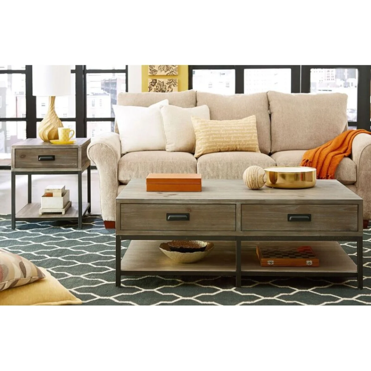 Parsons Rectangular Drawer End Table End tables Brown 6