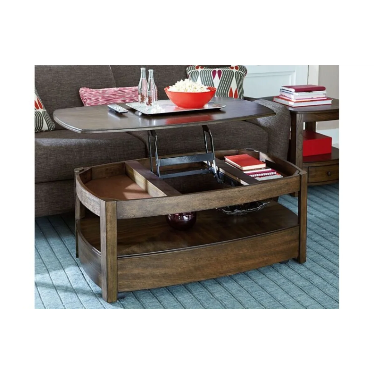 Primo Rectangular Lift Top Coffee Table Cocktail & Coffee Tables Brown 7