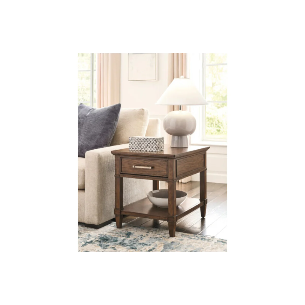Longham Rectangular Drawer End Table End tables Brown 6