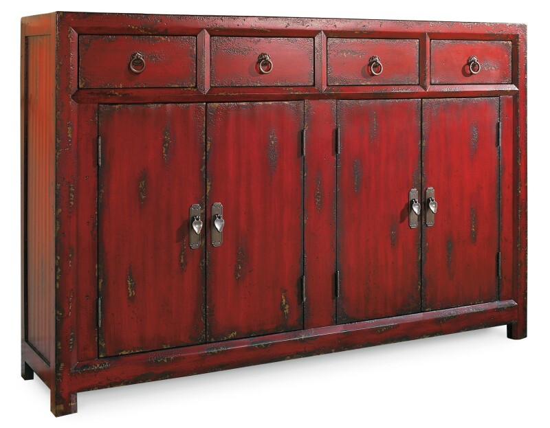 50050711-101270109 Commerce and Market 58'' Red Asian Cabinet - Image 1