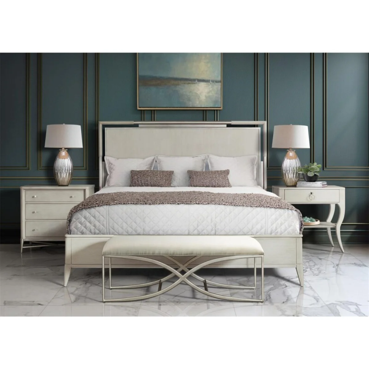 3-drawer Nightstand Nightstands Champagne 9