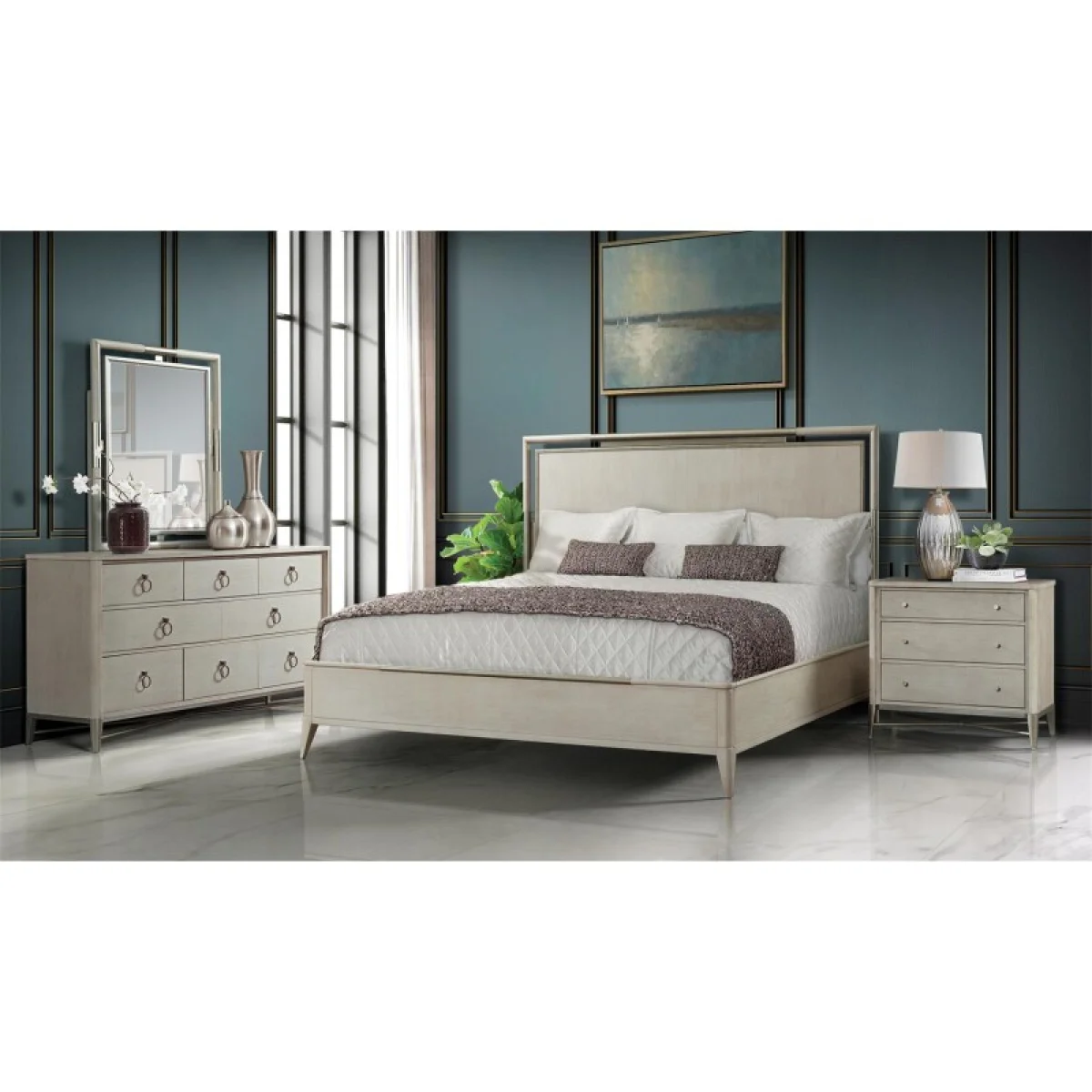 3-drawer Nightstand Nightstands Champagne 11