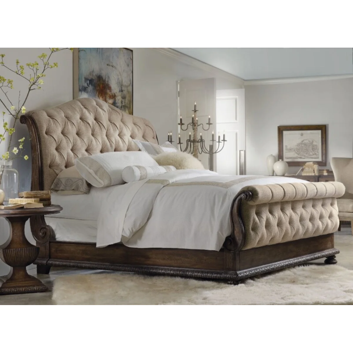 Bedroom Rhapsody California King-King Tufted Footboard Bed Parts Bed Parts 6