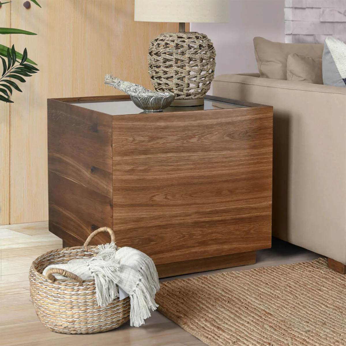 Santa Barbara Solid Wood Square End Table End tables Brown 10