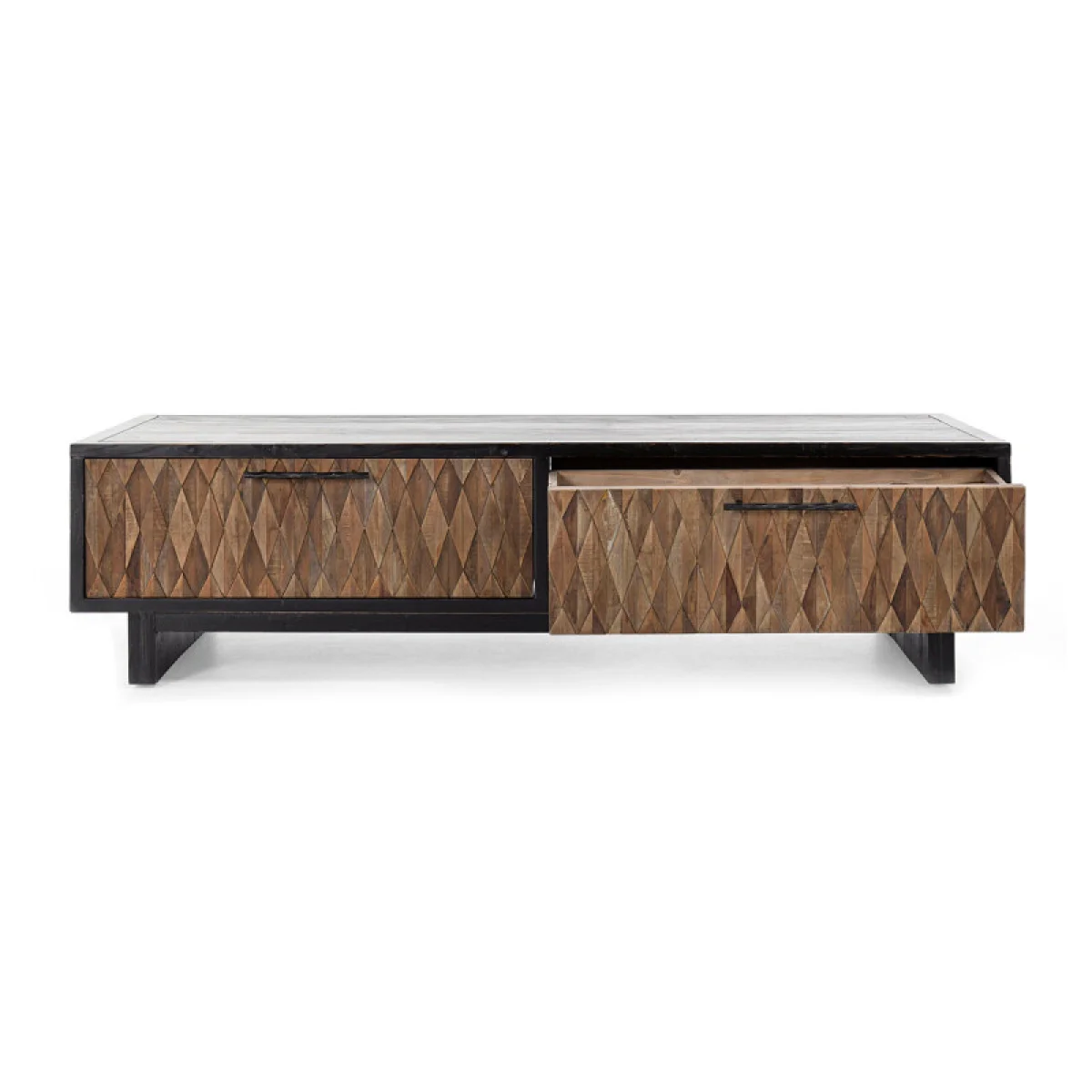 Anton Solid Wood Rectangle 4dwr Coffee Table – Black-natural Cocktail & Coffee Tables black 7