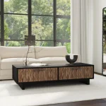 Anton Solid Wood Rectangle 4dwr Coffee Table – Black-natural Cocktail & Coffee Tables black 27