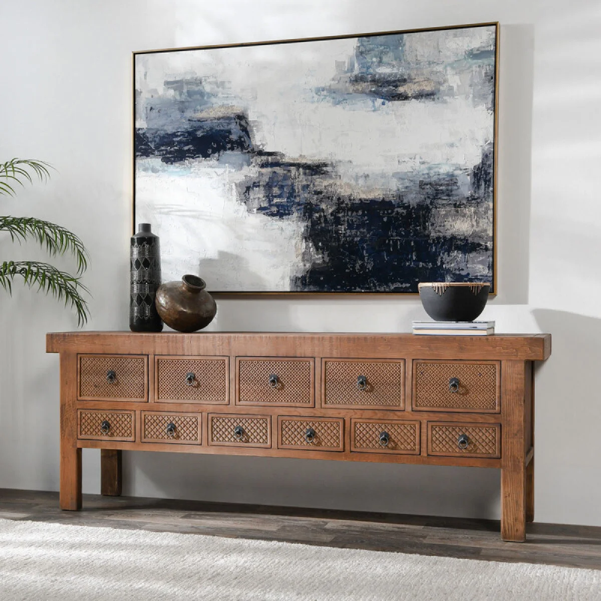 Lahey Solid Wood 11dwr Rectangle Console Table – Mission Brown Console Tables Brown 15