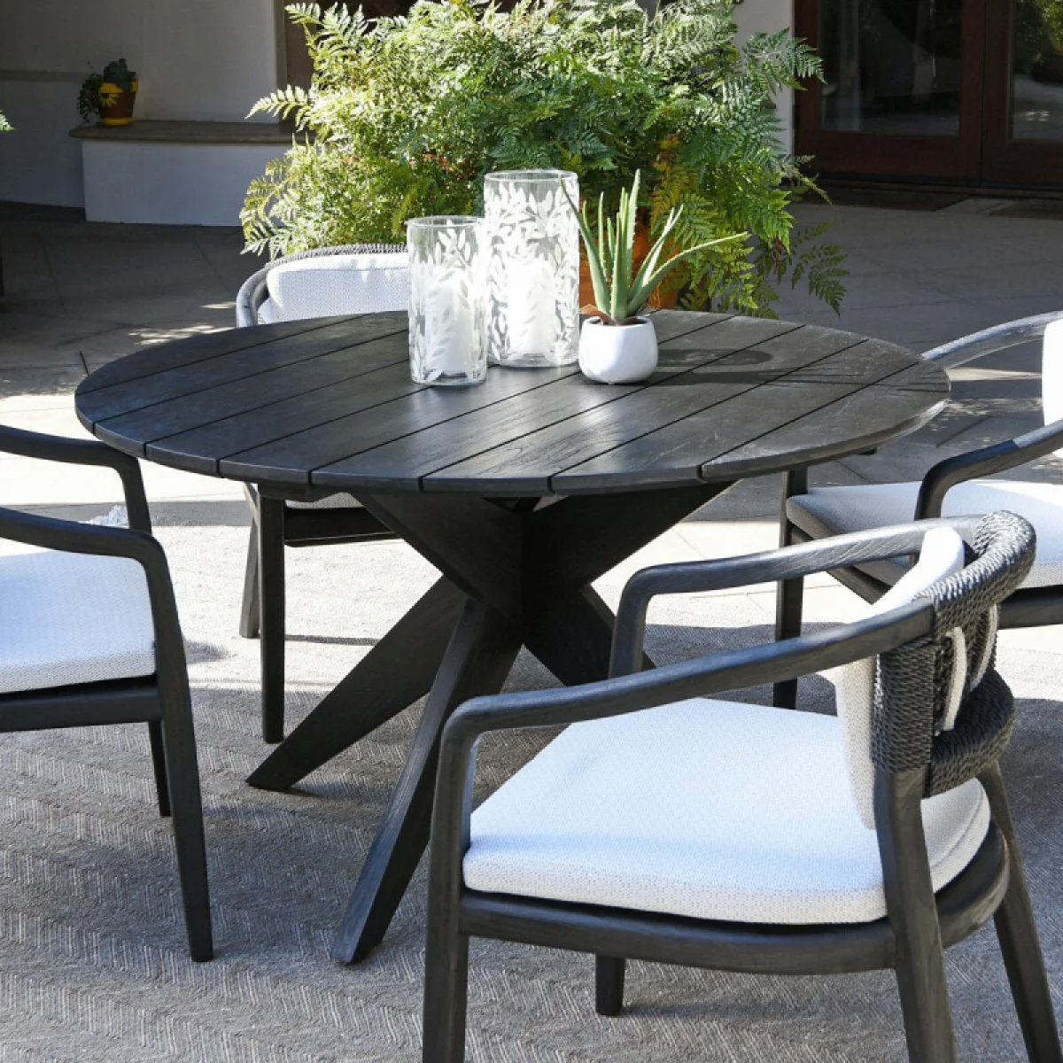 Alameda 53″ Outdoor Round Dining Table Outdoor Dining Tables black 9