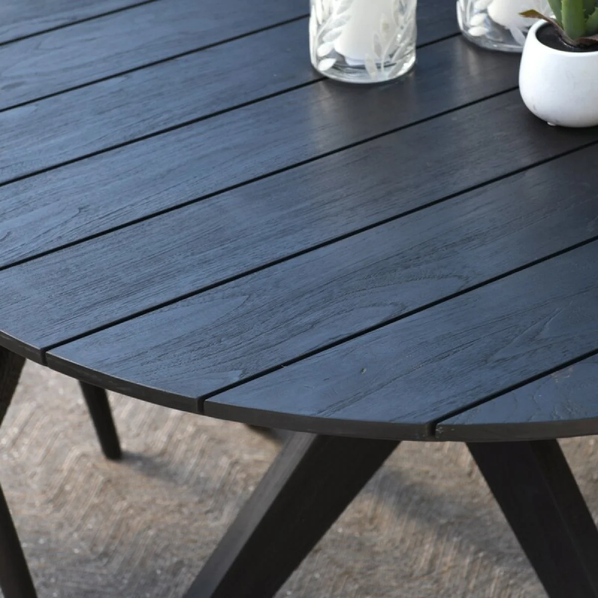 Alameda 53″ Outdoor Round Dining Table Outdoor Dining Tables black 10