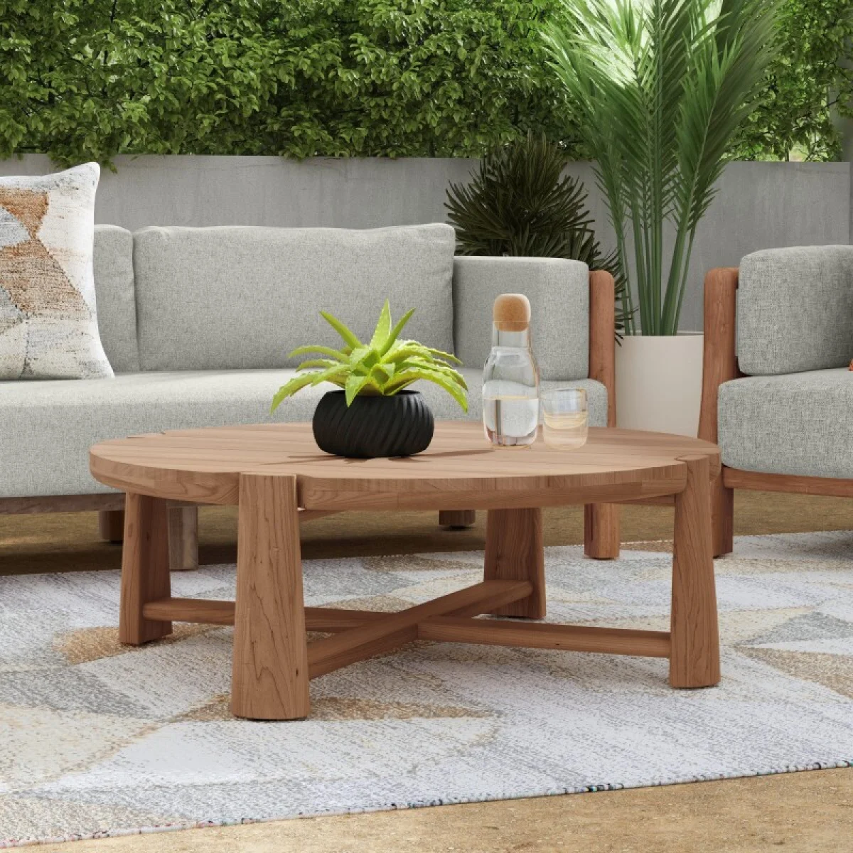 Aston Outdoor Round Coffee Table Outdoor Tables Brown 11