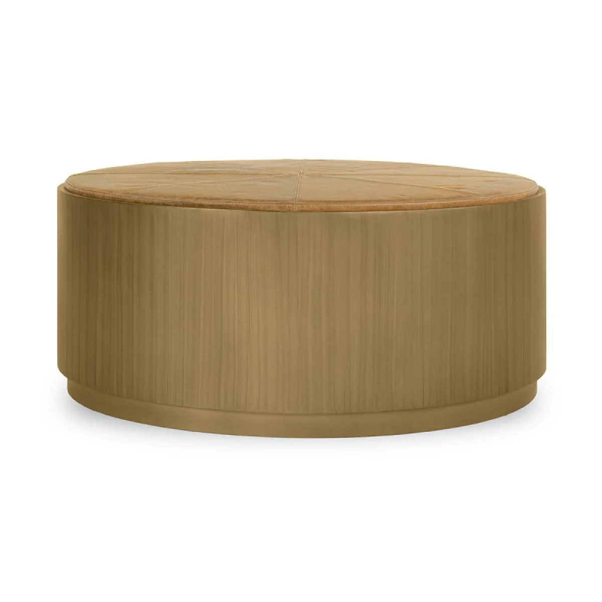 Evan Leather Round Coffee Table W/casters Cocktail & Coffee Tables Brown 4