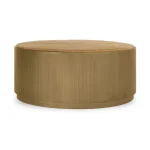 Evan Leather Round Coffee Table W/casters Cocktail & Coffee Tables Brown 9
