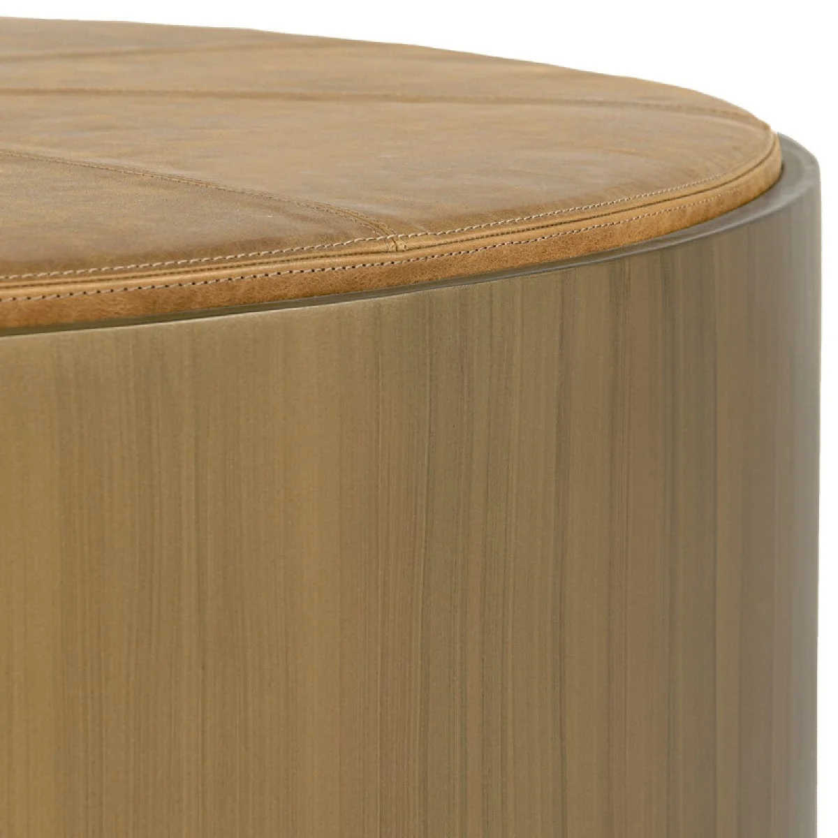 Evan Leather Round Coffee Table W/casters Cocktail & Coffee Tables Brown 6