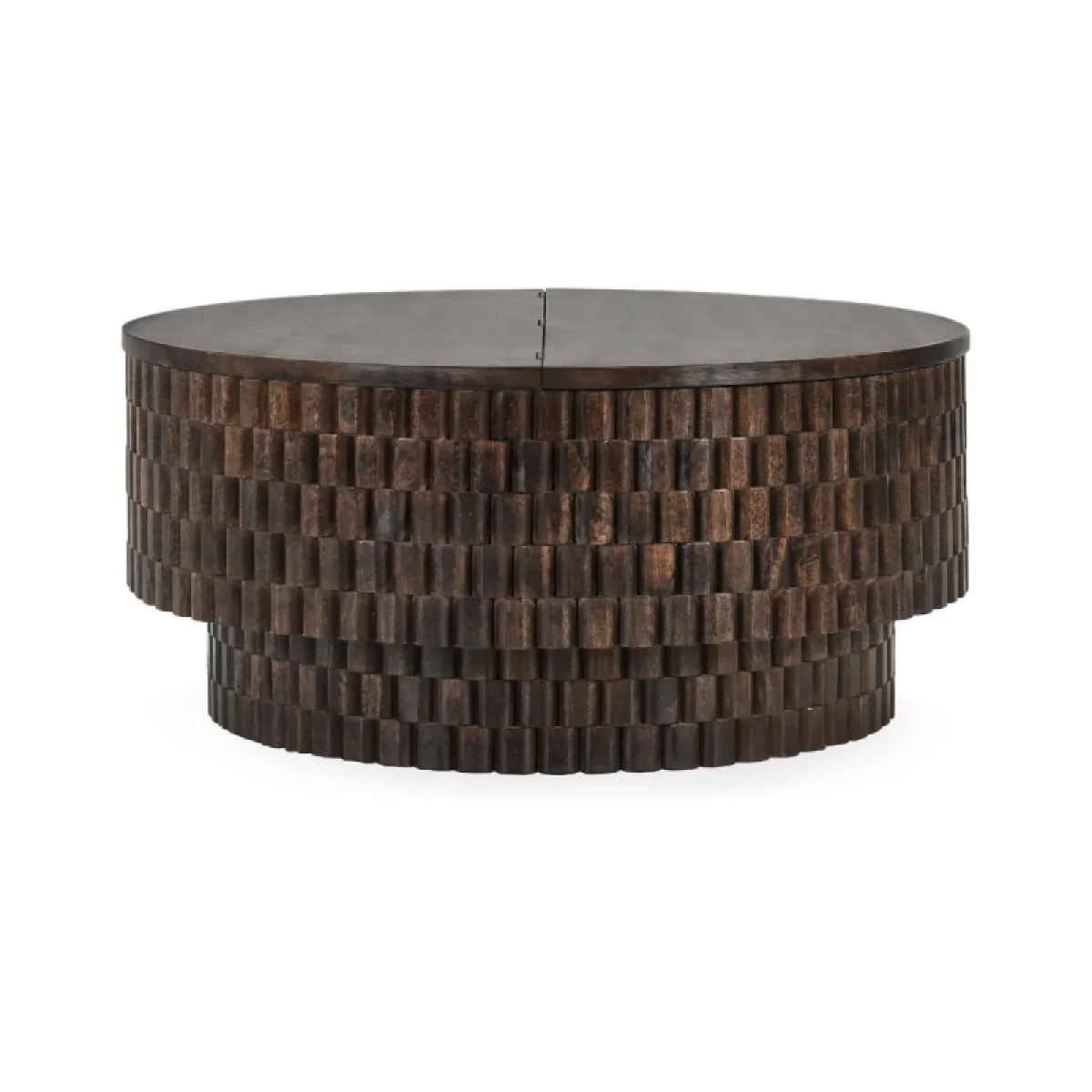 Norwood Solid Wood Round Coffee Table Cocktail & Coffee Tables Bark Brown 4