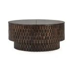 Norwood Solid Wood Round Coffee Table Cocktail & Coffee Tables Bark Brown 15