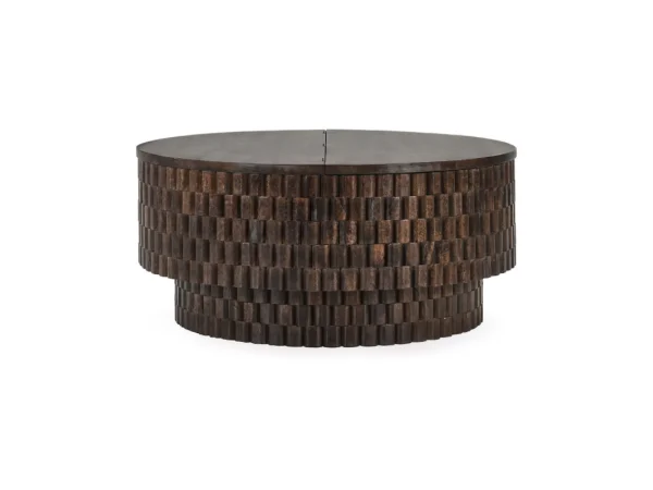 Norwood Solid Wood Round Coffee Table Cocktail & Coffee Tables Bark Brown