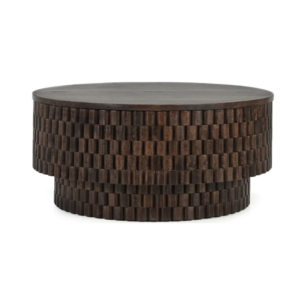 Norwood Solid Wood Round Coffee Table Cocktail & Coffee Tables Bark Brown 6