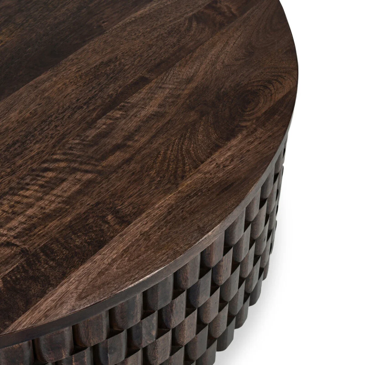 Norwood Solid Wood Round Coffee Table Cocktail & Coffee Tables Bark Brown 10