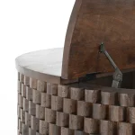 Norwood Solid Wood Round Coffee Table Cocktail & Coffee Tables Bark Brown 23