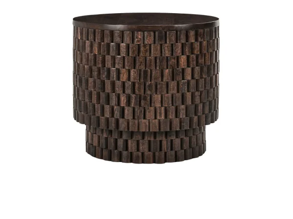 Norwood Solid Wood Round End Table End tables Bark Brown