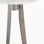 Leyton Marble Aluminum Round Accent Table - White Marble - Image 3