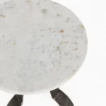Leyton Marble Aluminum Round Accent Table - White Marble - Image 5