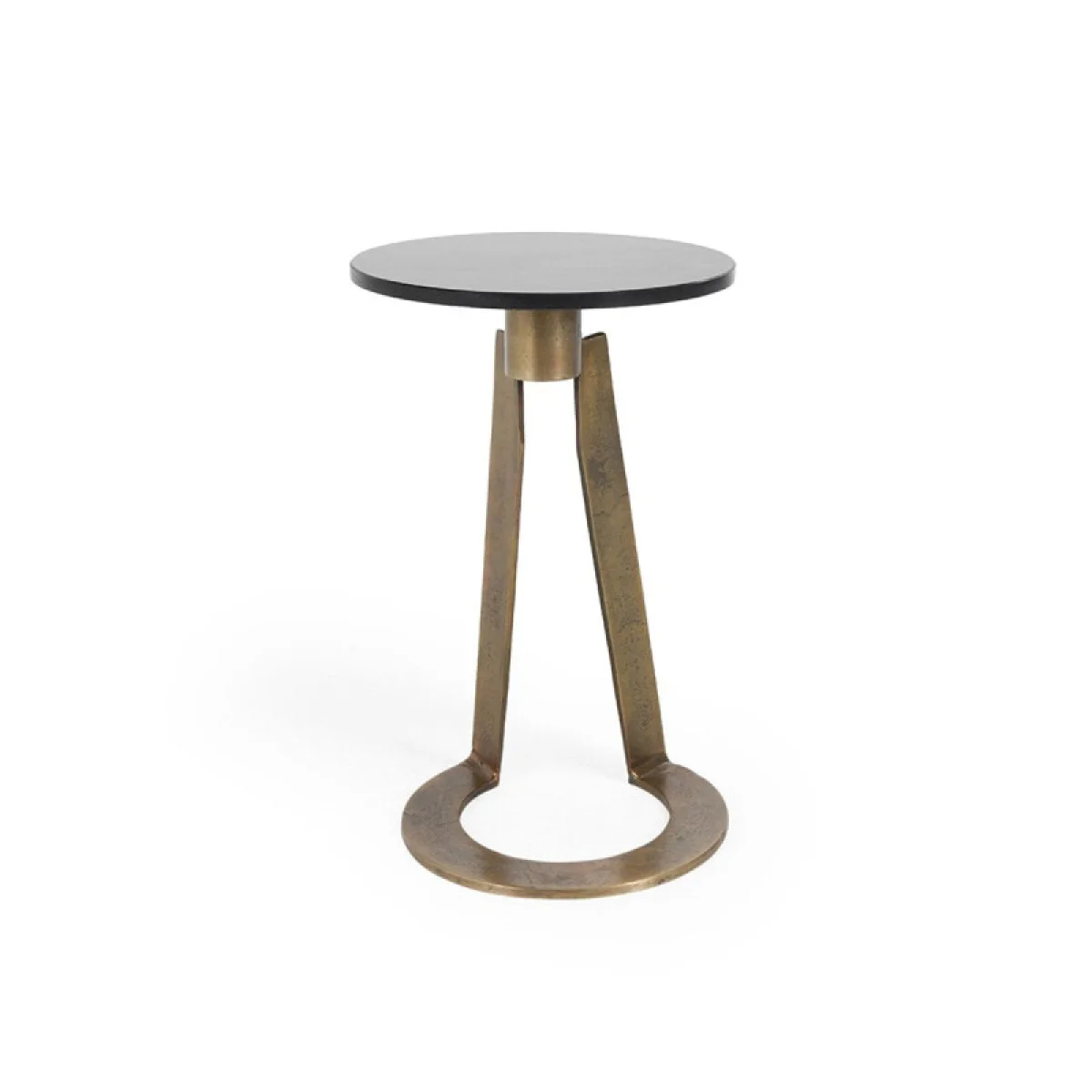 Leyton Marble/aluminum Round Accent Table End tables black 4
